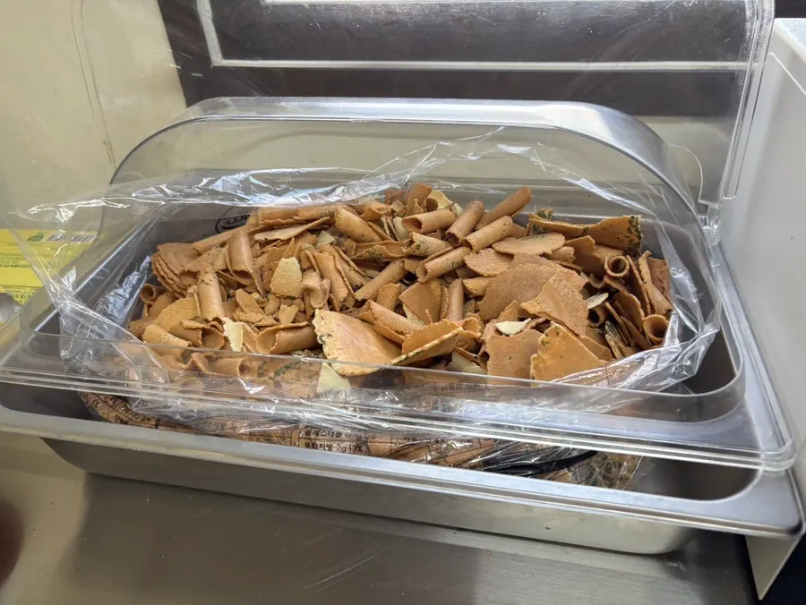 A plate of wrap greens brought back from the self-serve corner