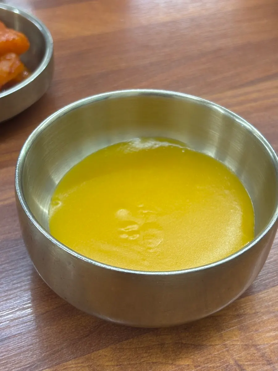 Sweet pumpkin porridge served as an appetizer