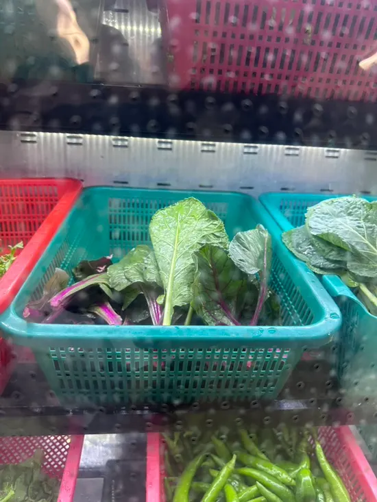 Fresh perilla leaves, lettuce, and kale for wraps