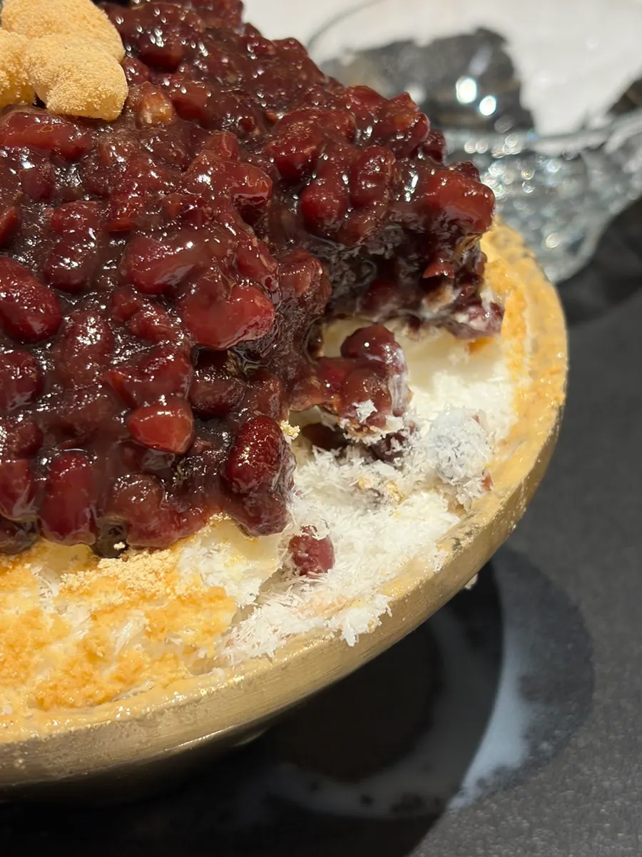 Fruit Forest's injeolmi red bean patbingsu piled with red beans