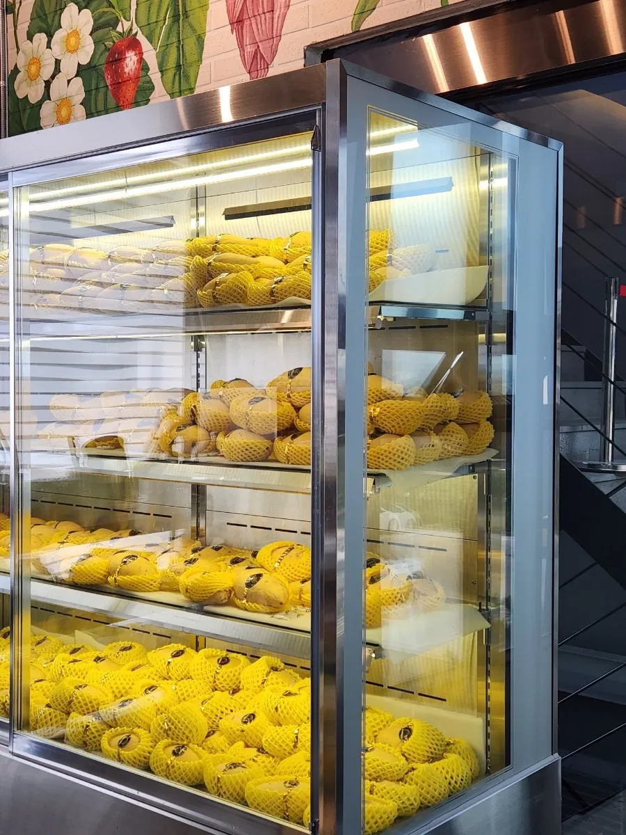 Cakes and desserts on display at Fruit Forest