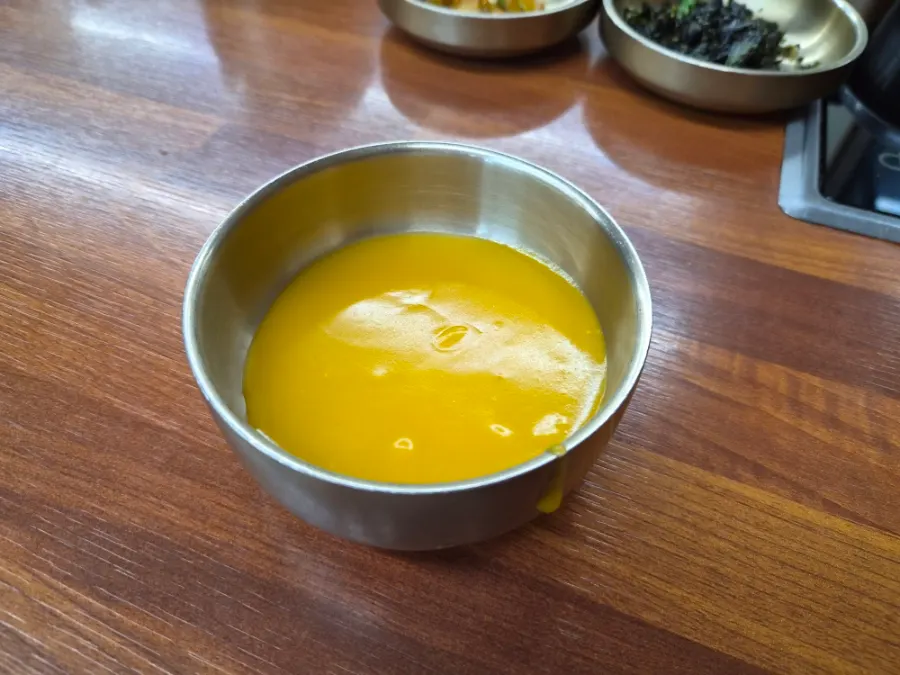 Sweet pumpkin porridge before the meal