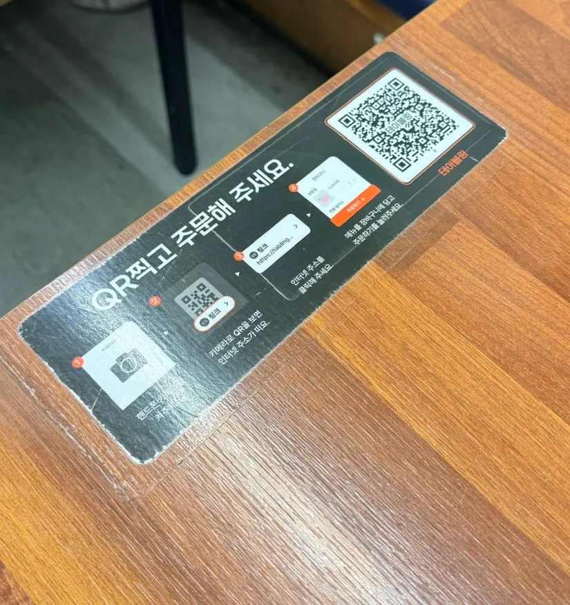 QR code ordering guide on the table