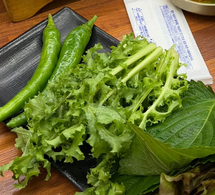 Plate of wrap greens brought back to the table