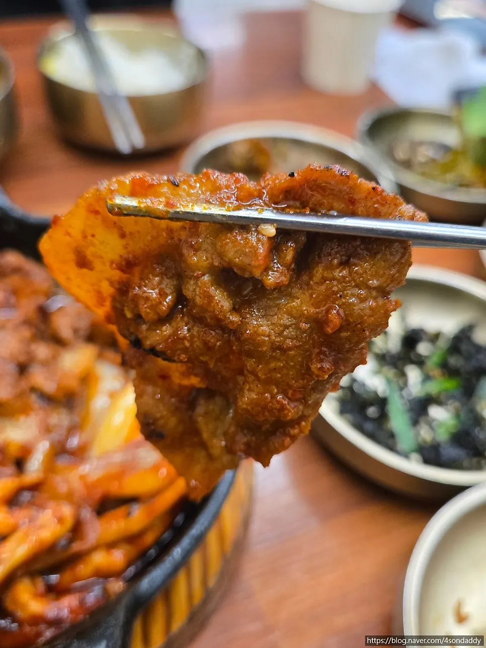 Close-up of the separately stir-fried pork