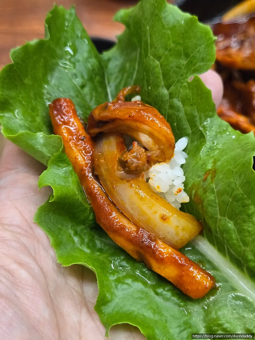 A big piece of stir-fried squid