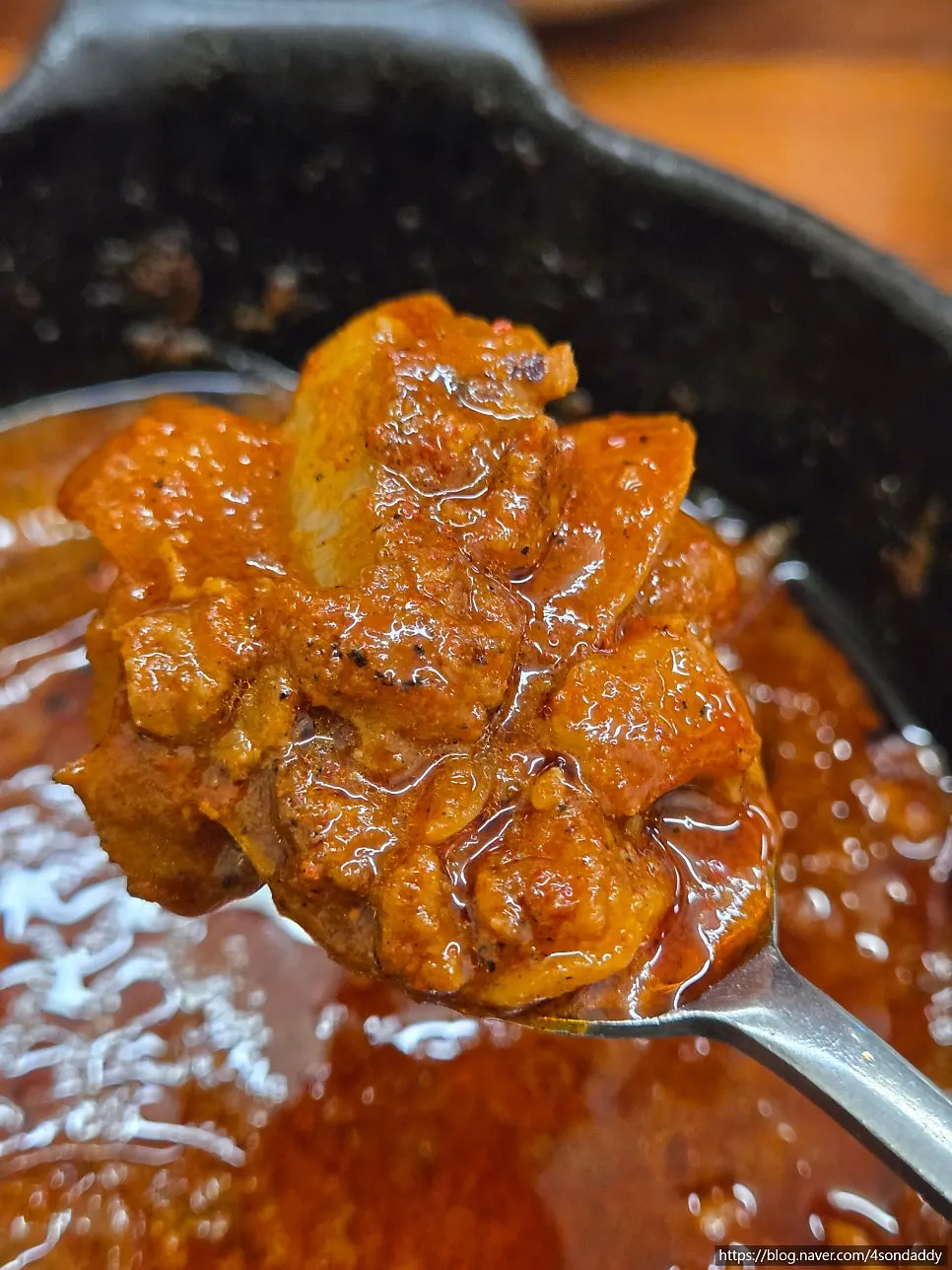 Thick leftover stir-fry sauce on the hot plate