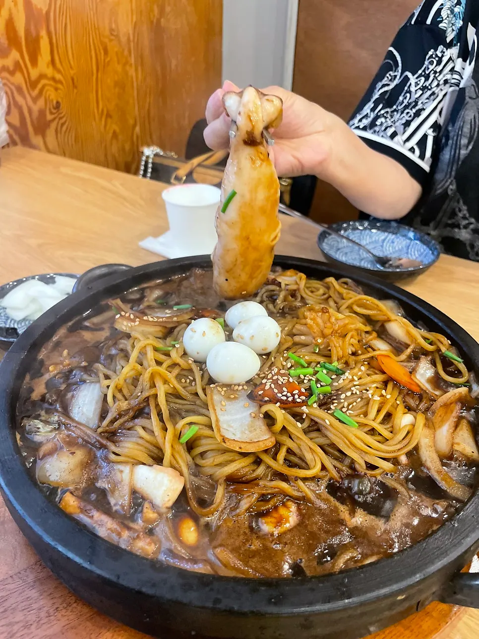 Stone jjajang with added whole squid