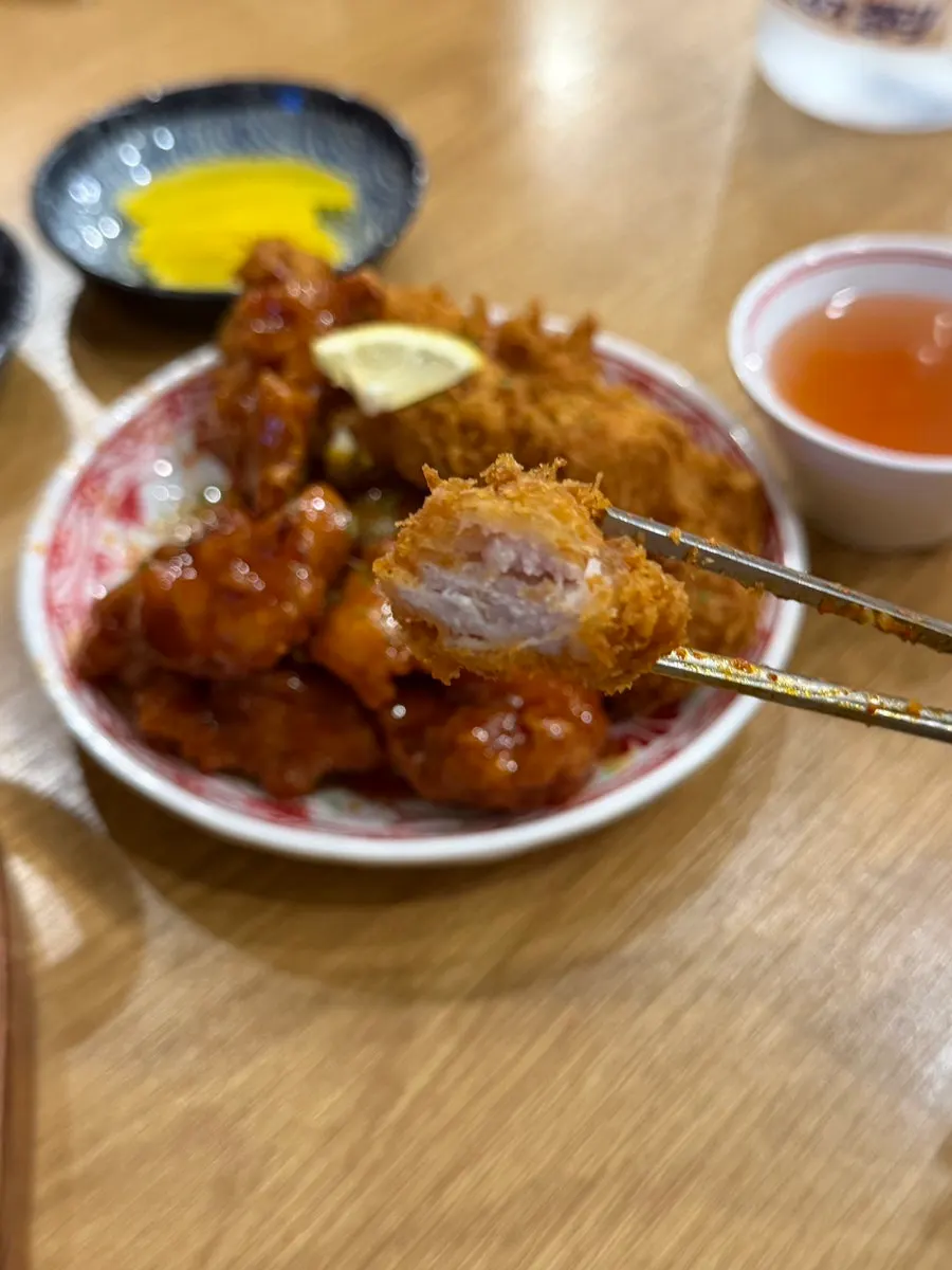 Freshly fried dontchitang set