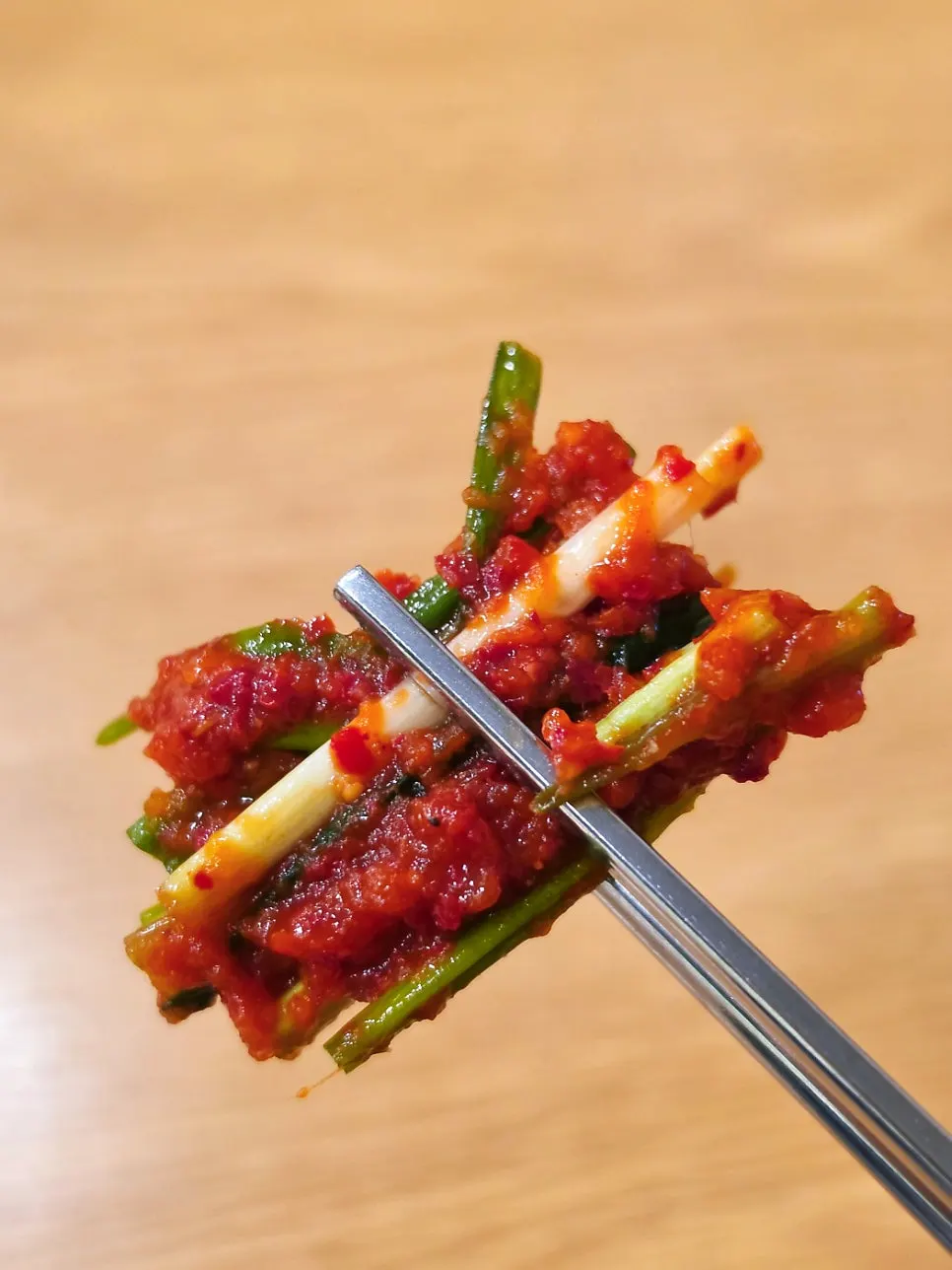Plate of pa kimchi served as a basic side dish