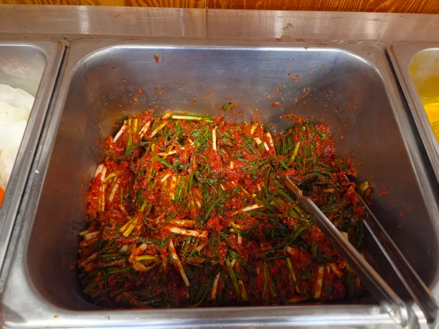 Side dishes prepared at the self-serve corner