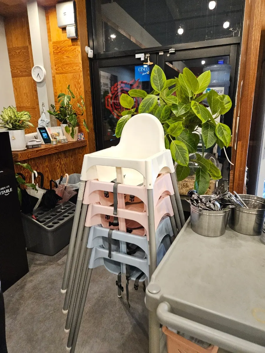 Seating area with a baby chair set up