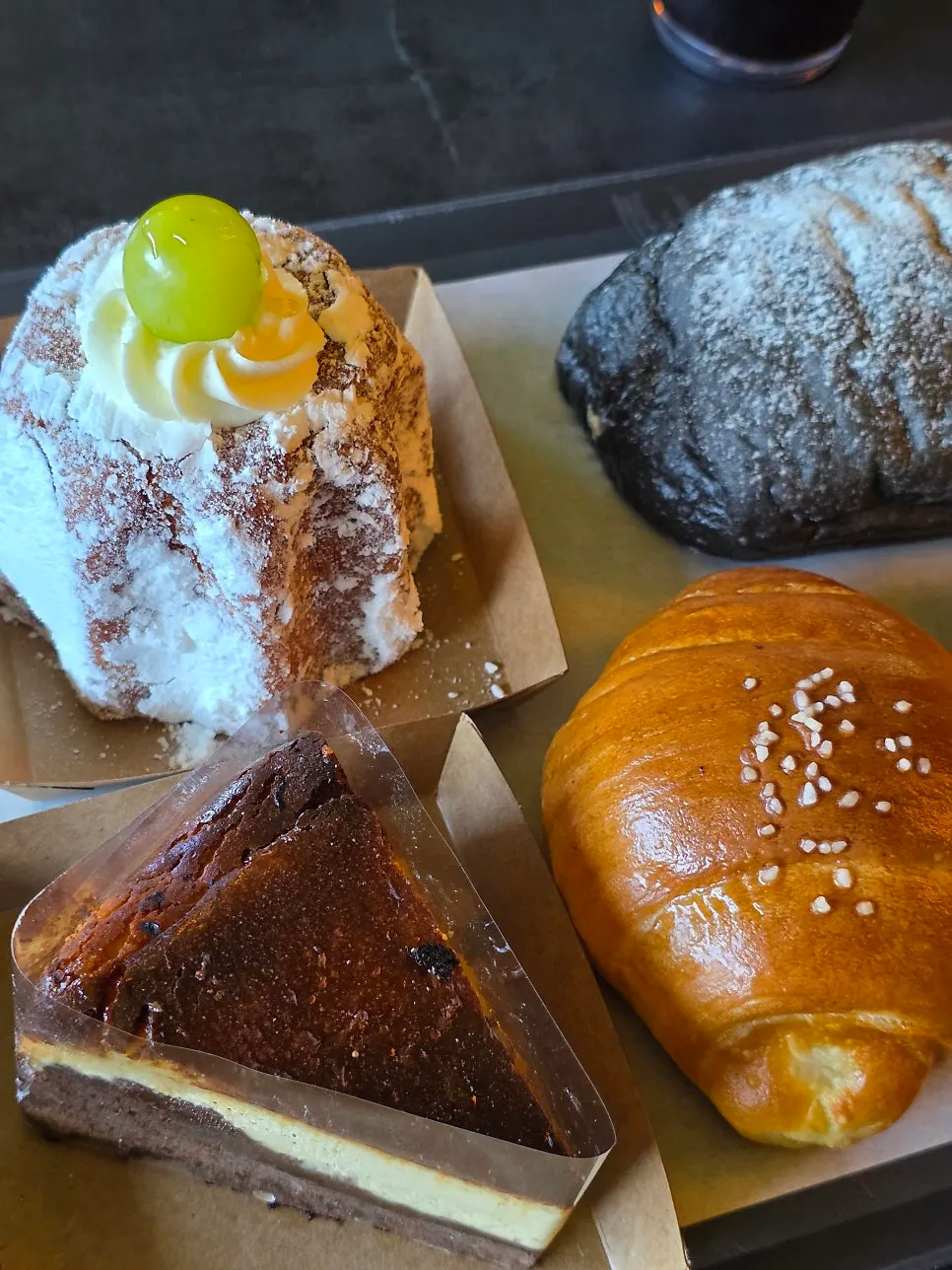 Purchased Basque cheesecake and breads