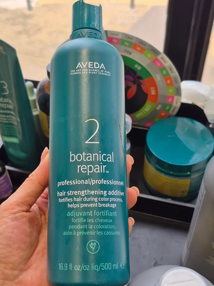 Aveda shampoo and care products on display
