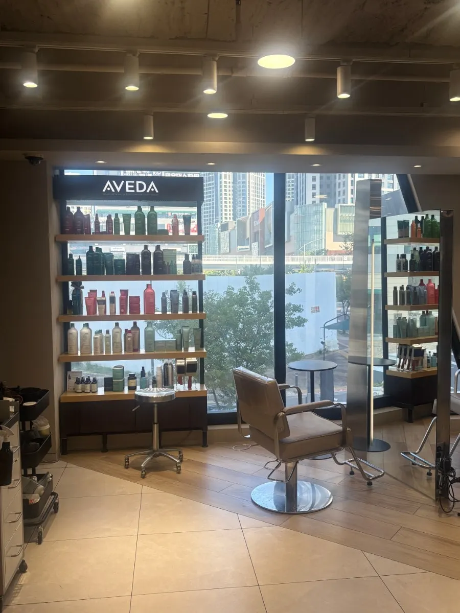 Hair salon treatment area with natural light
