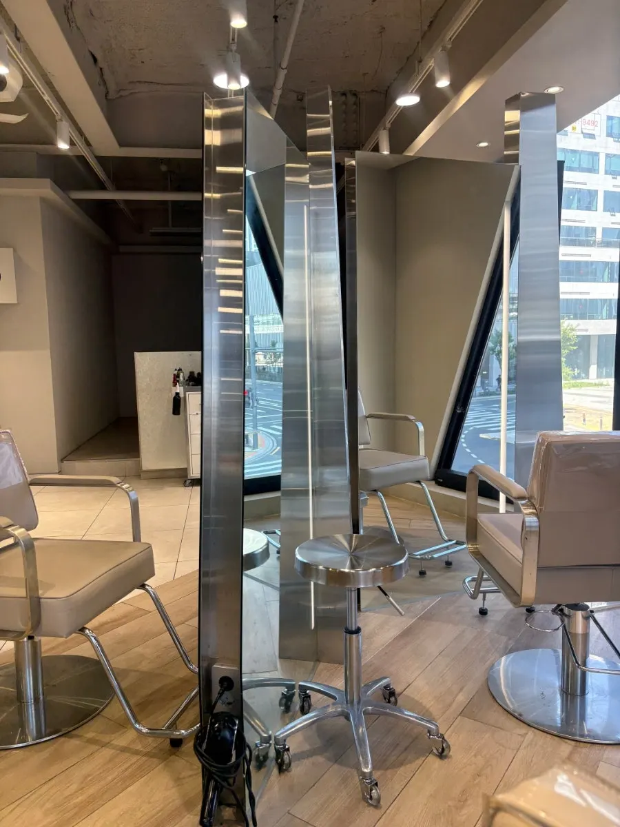Hair salon seats with generous spacing