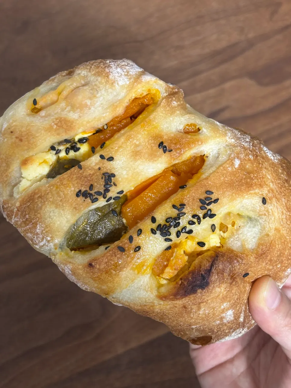 Inside view of the sweet pumpkin cream cheese bread