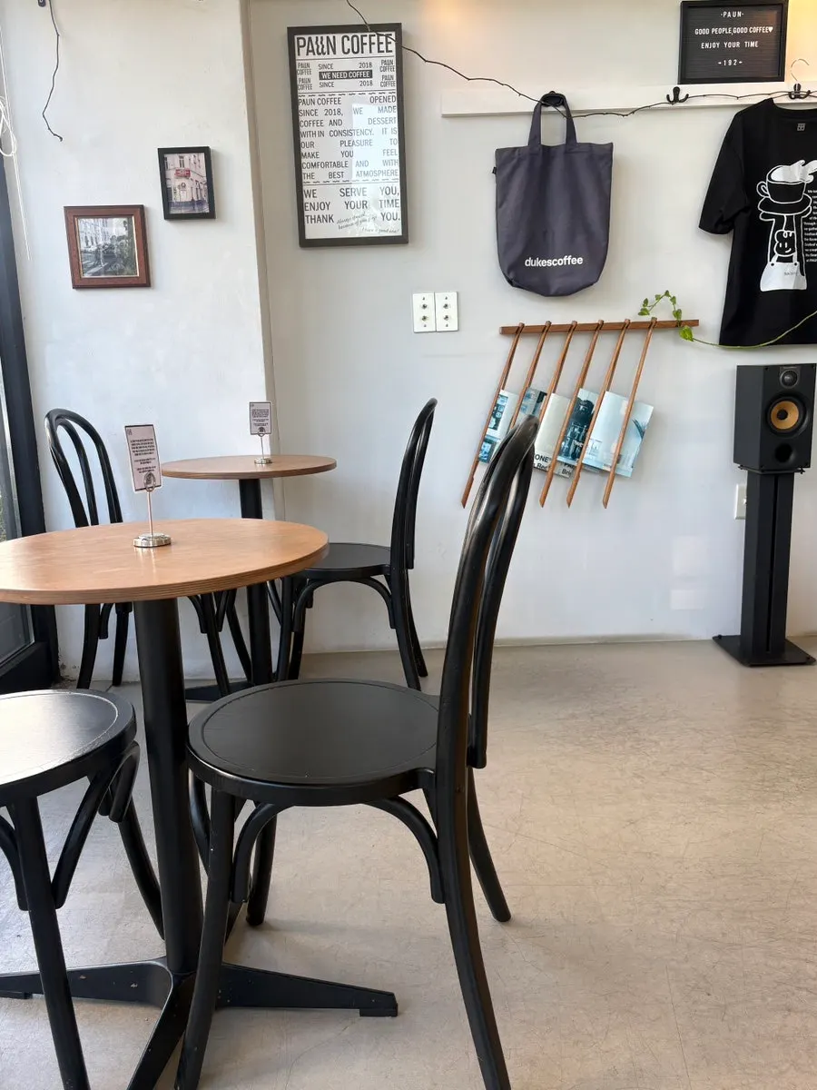 Window-side seating atmosphere at Pound Coffee