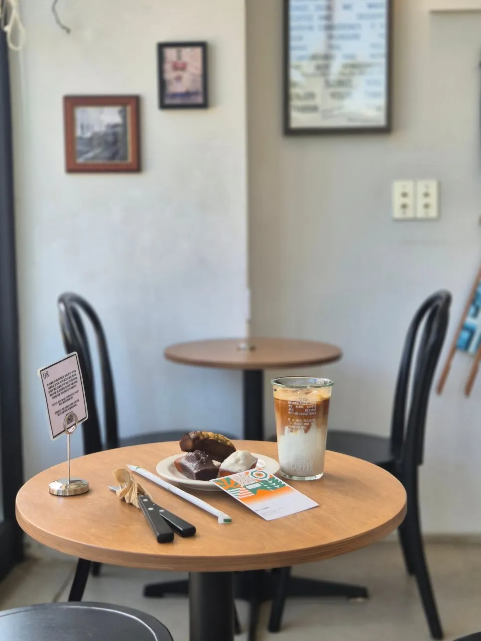 Iced latte placed on the table