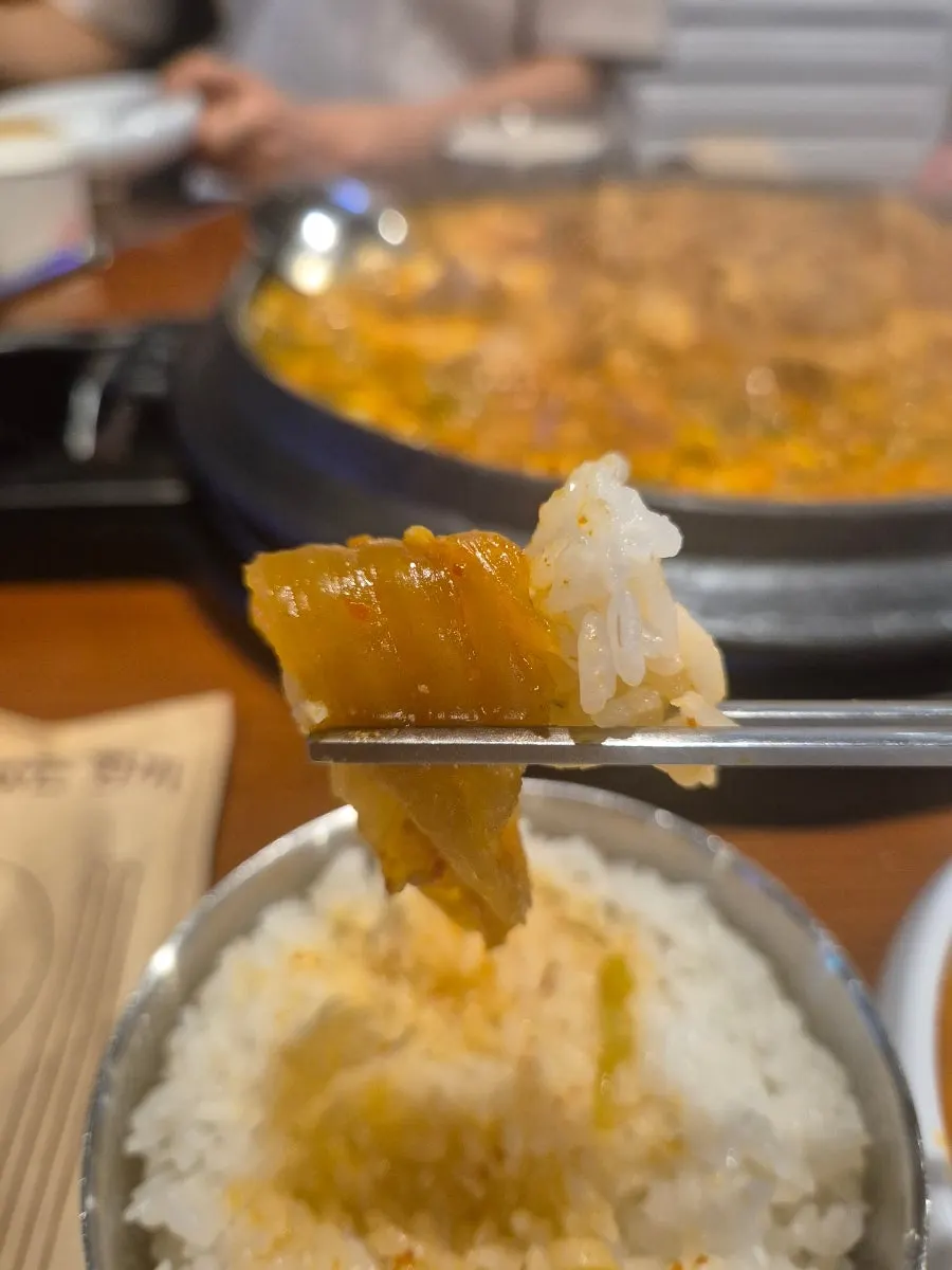 Well-fermented kimchi and meat
