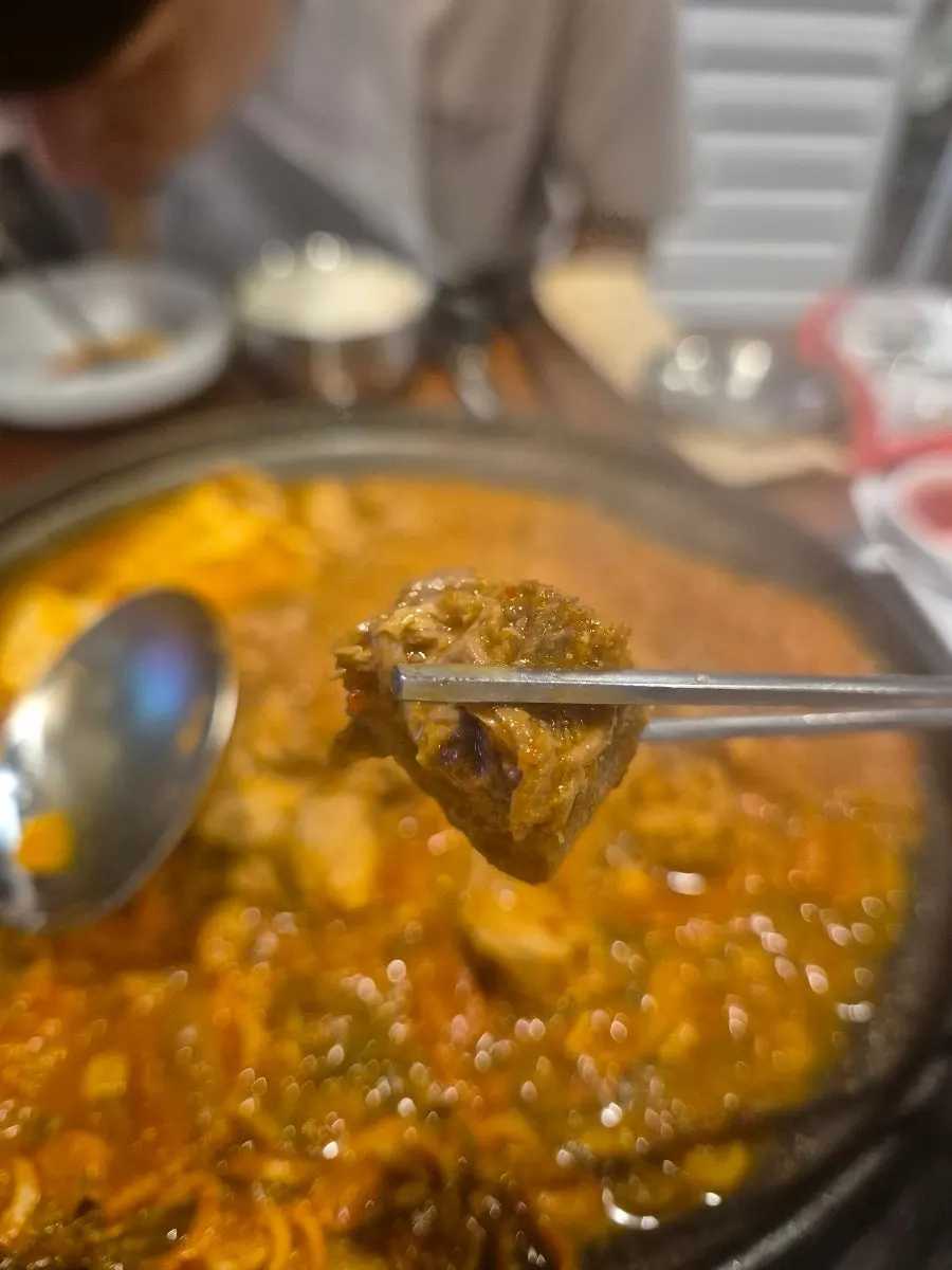 Kimchi jjim eaten with rice