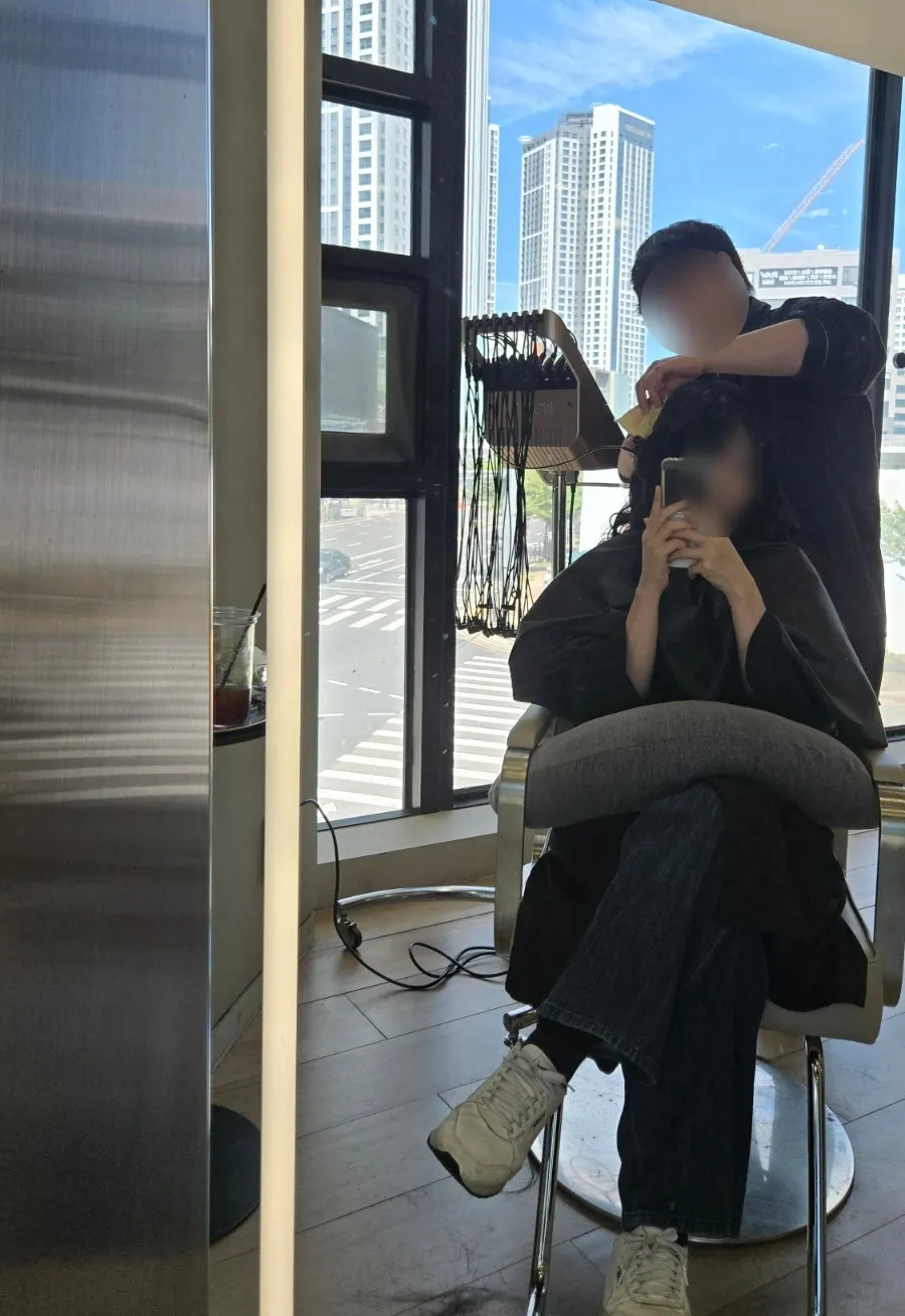 Hair midway through as the curls begin to release
