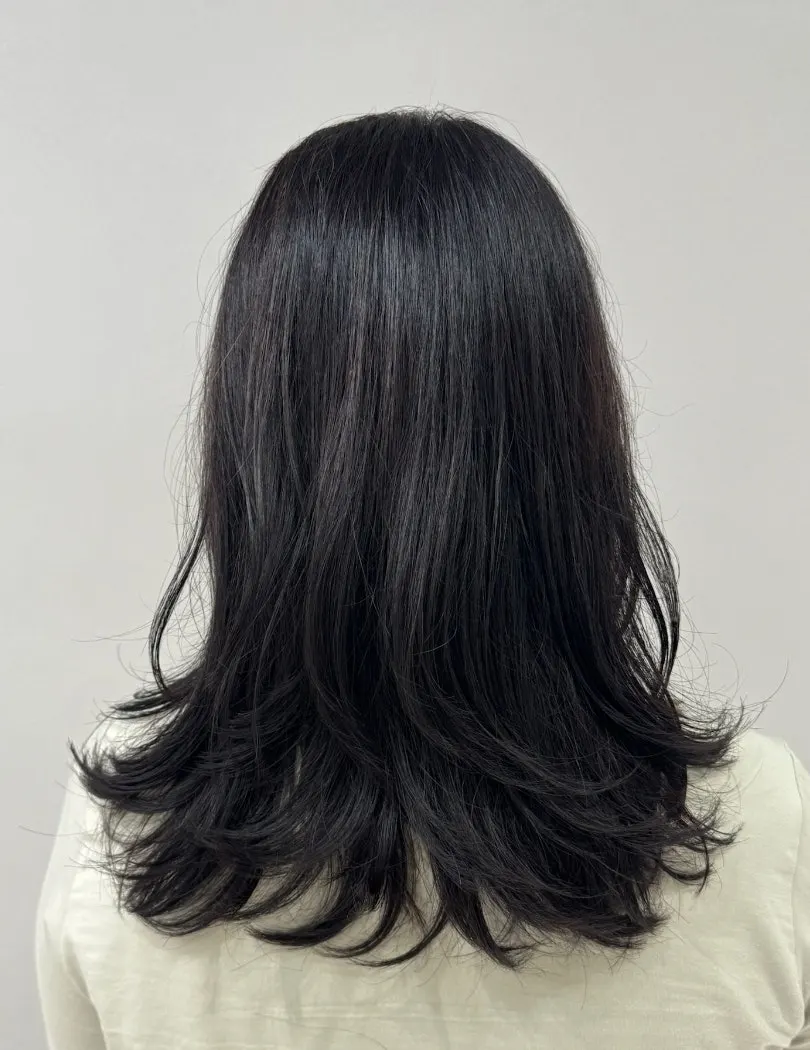 레이어드펌 마무리 후 긴 머리 뒷모습