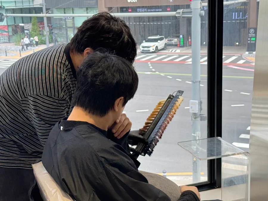 염색 전 눈에 띄는 새치 상태