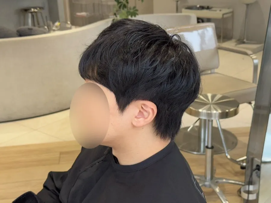 흰머리가 커버된 새치 염색 완성 결과