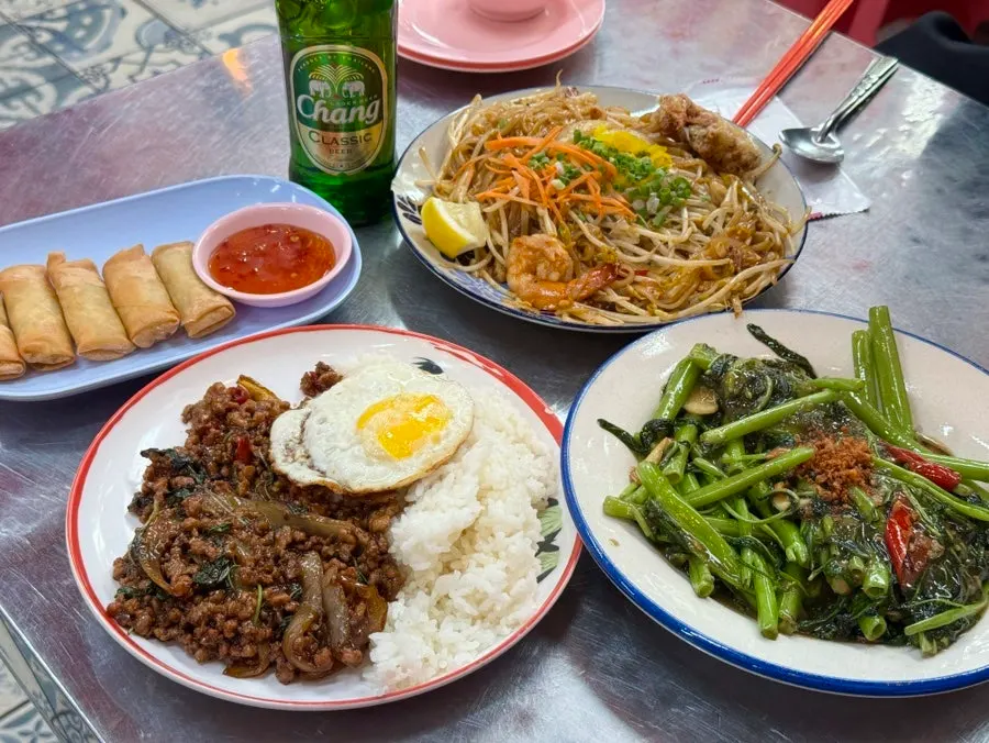 Menu with a variety of Thai dishes