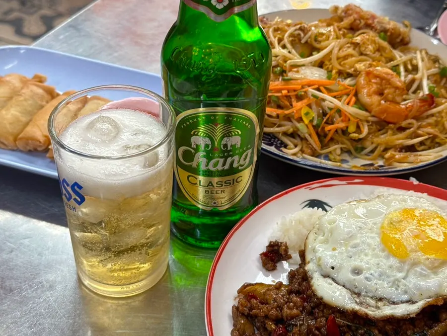 Chang beer served cold in a cup of ice