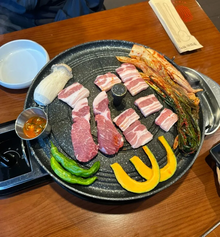 Aged Korean pork prepared before grilling