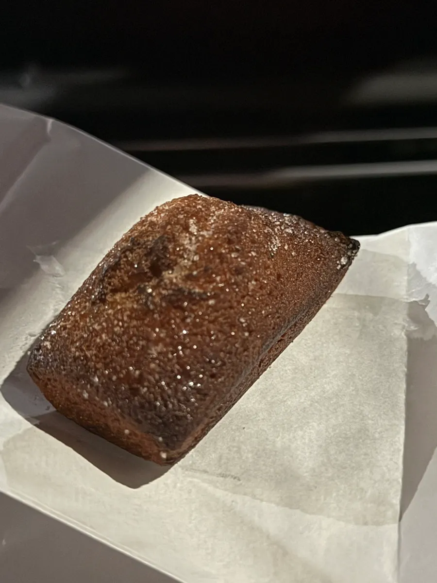 Salty chocolate financier with chocolate coating