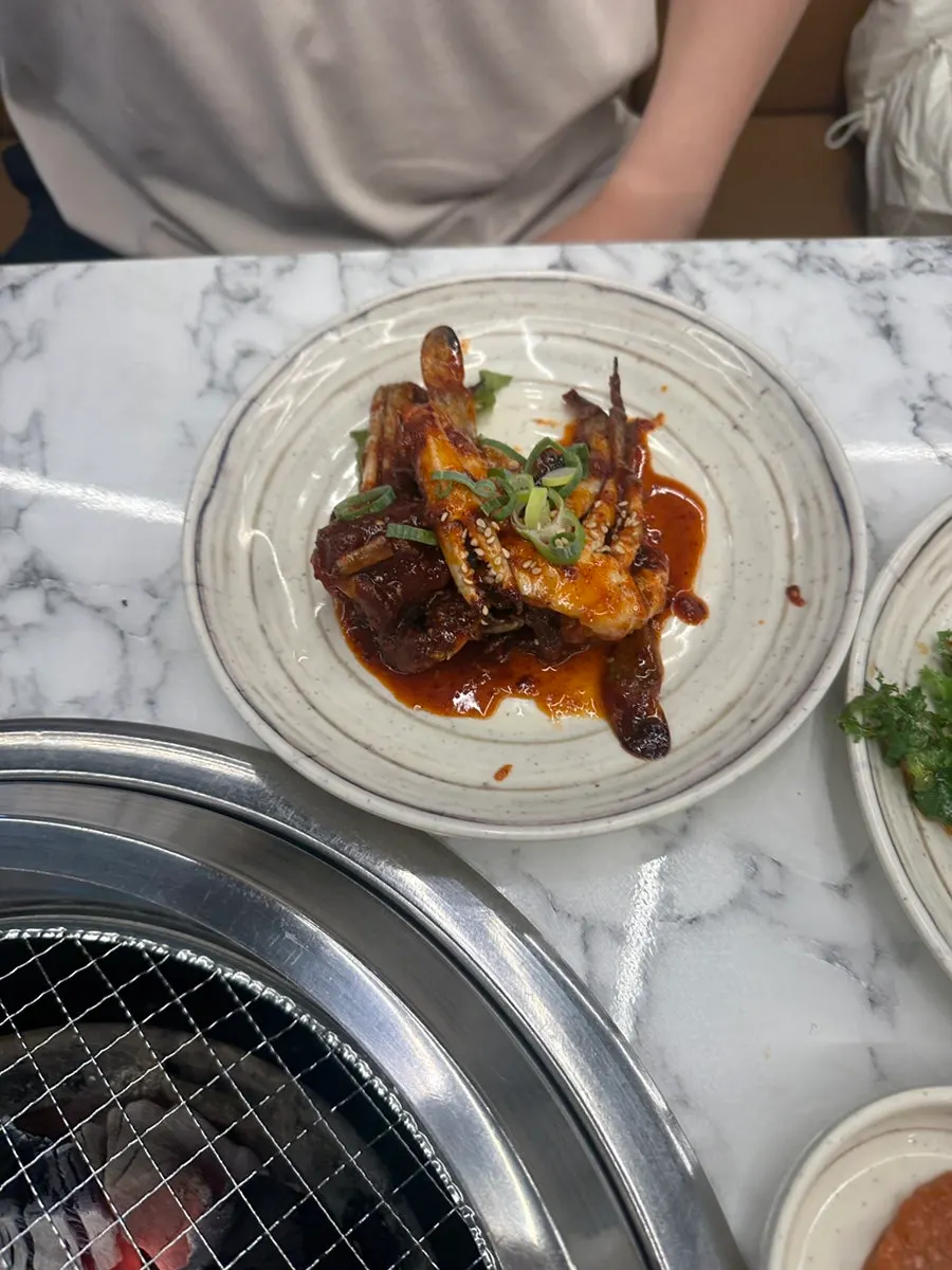Jeongwon Galbi pickled onions and salad