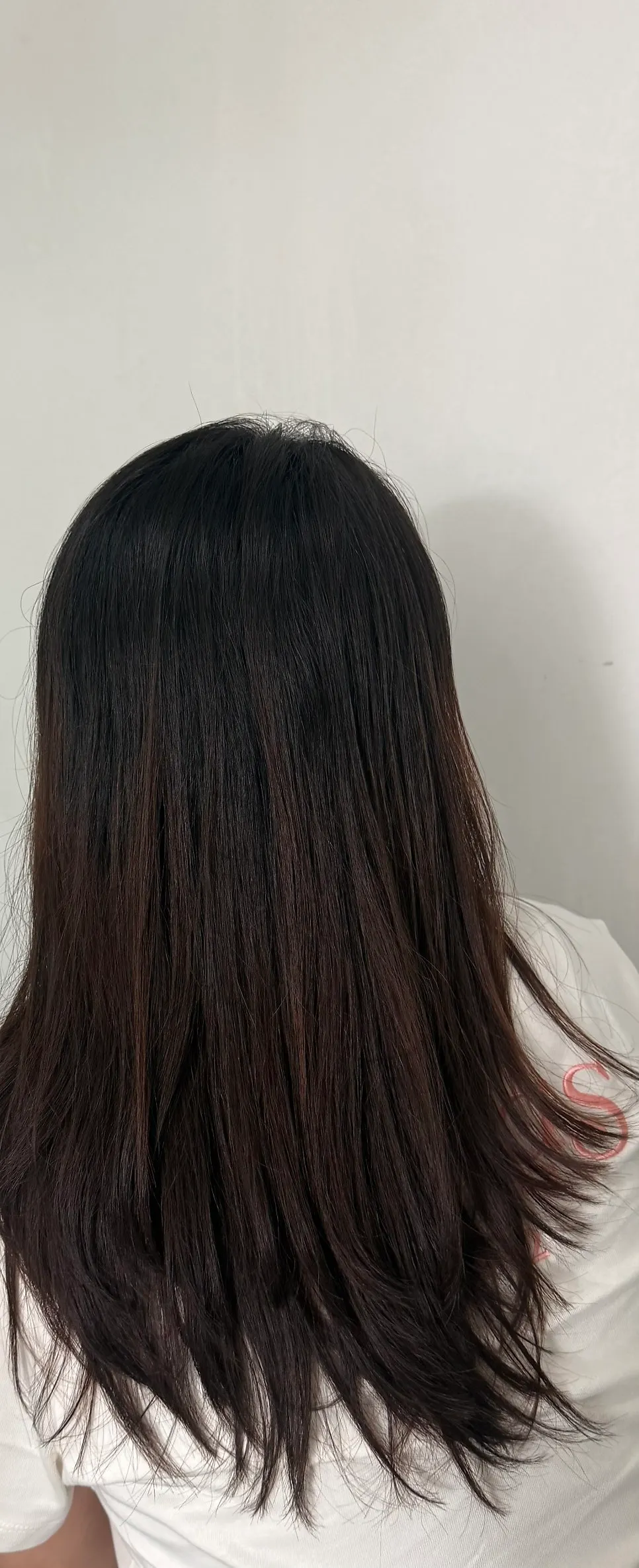 Finished hairstyle after the cut and volume straightening