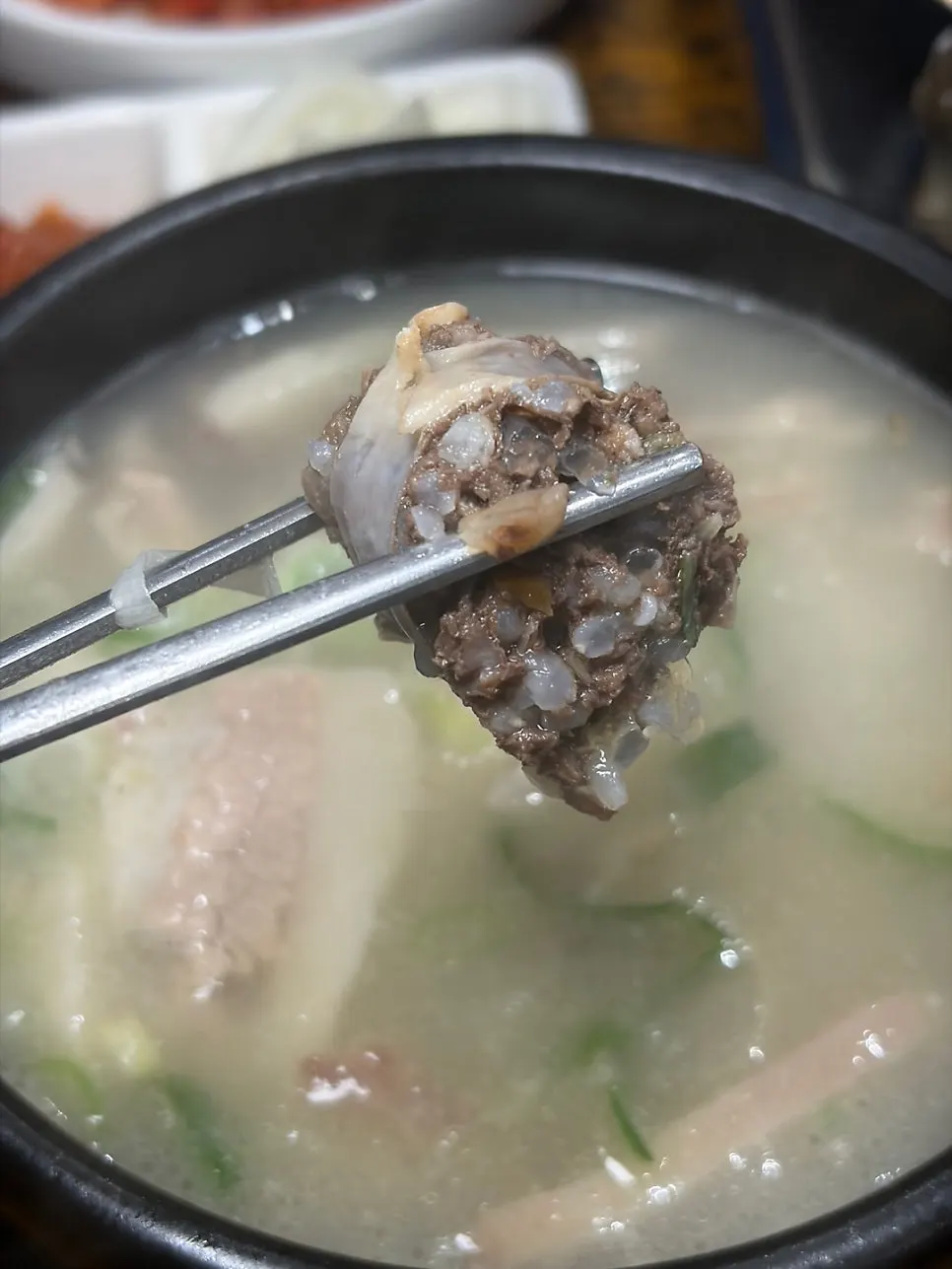 Generous ingredients inside the clear sundae-guk