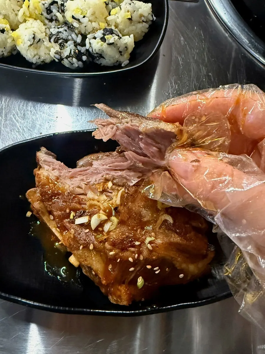 Close-up of tender bone grill meat