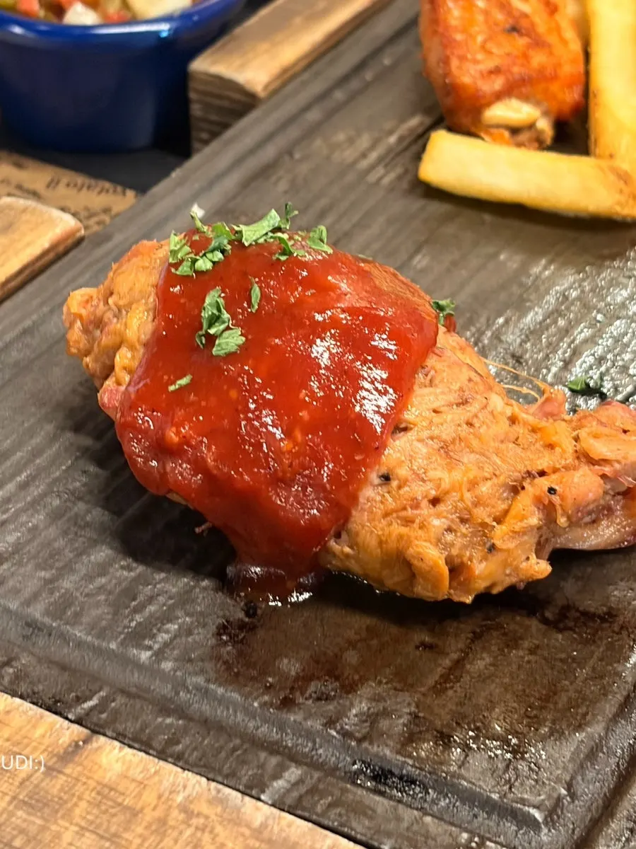 Plate of pulled pork set, pork neck
