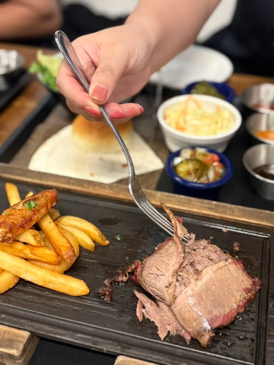 Brisket barbecue meal spread