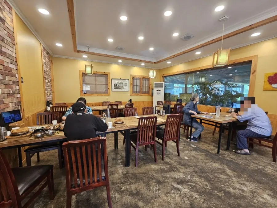 Restaurant interior with widely spaced tables