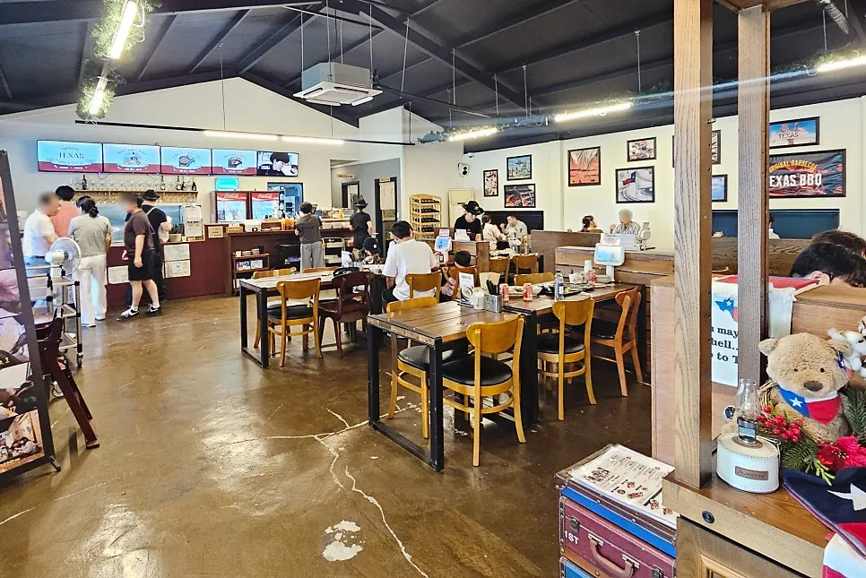 Restaurant interior with diners
