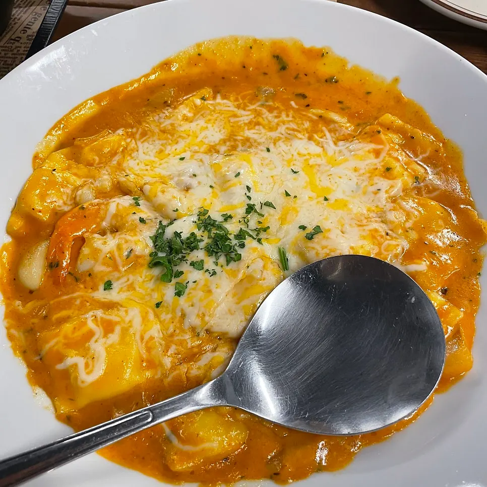 Texas platter and rosé ravioli pasta
