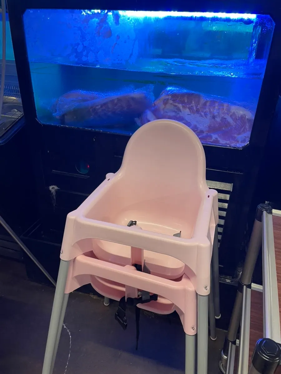 Baby chair set up in the restaurant