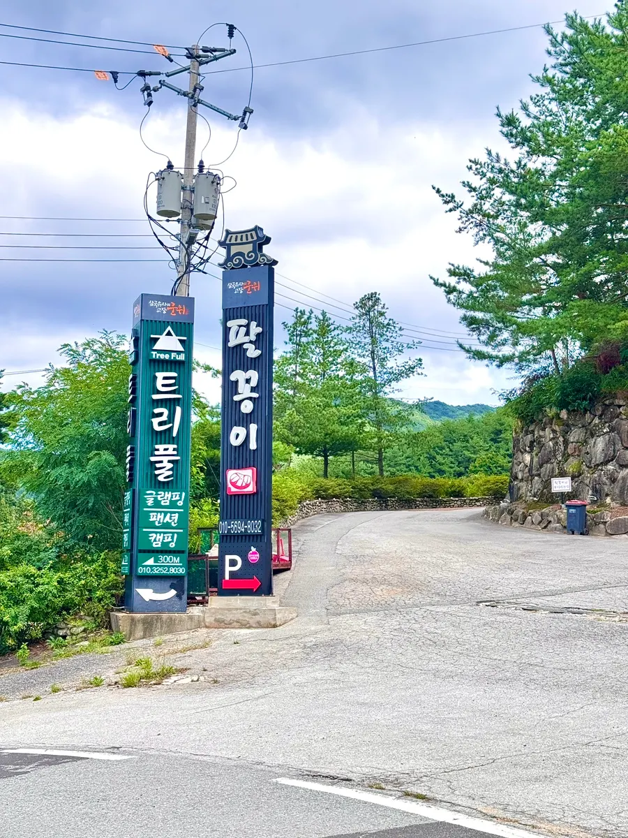 Entrance to Palkkongi nestled among pine trees
