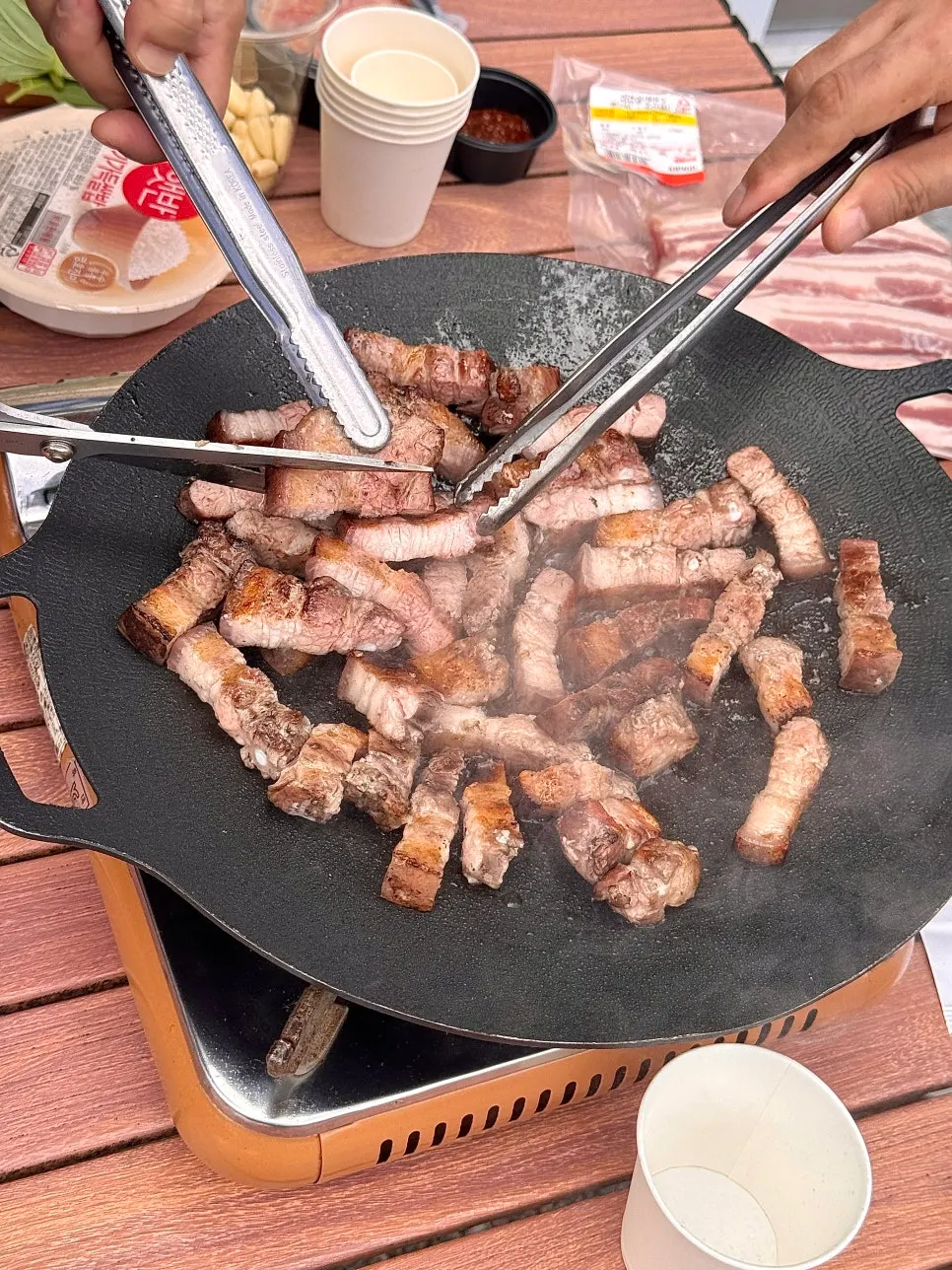 Samgyeopsal grilled to a golden brown