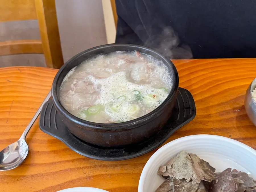 Kimchi served alongside the sundae-guk
