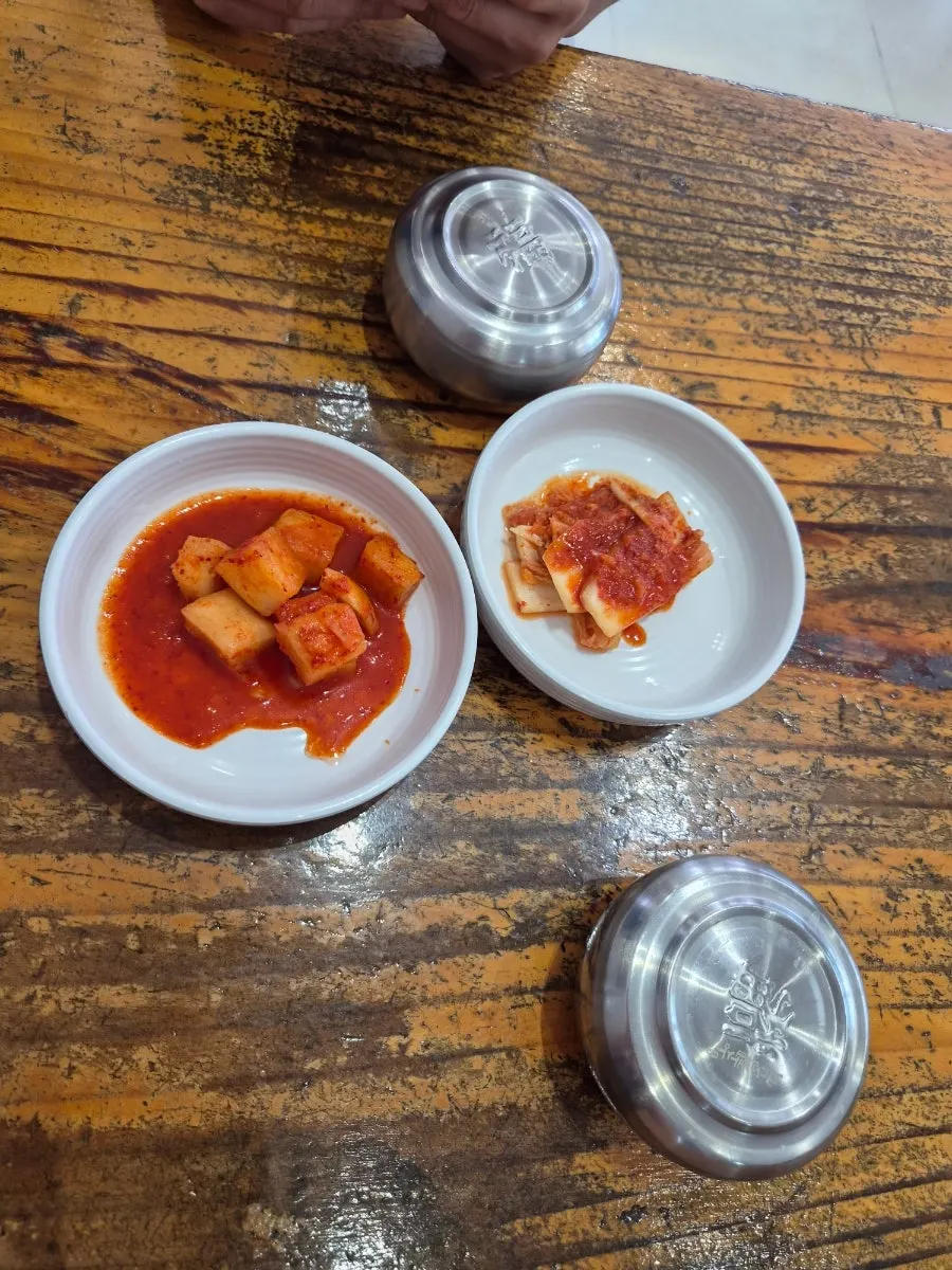 A small plate of pork offal brought back from the self-bar