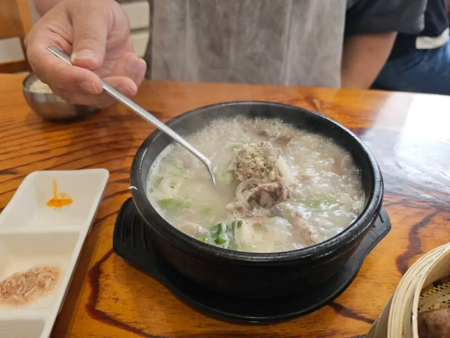 Sundae and meat inside the spicy sundae-guk