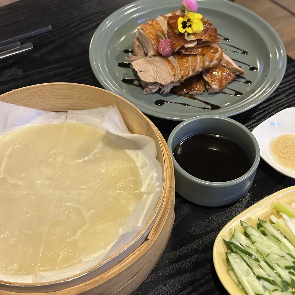 Ordered dishes laid out on the table at Panda Dim Sum