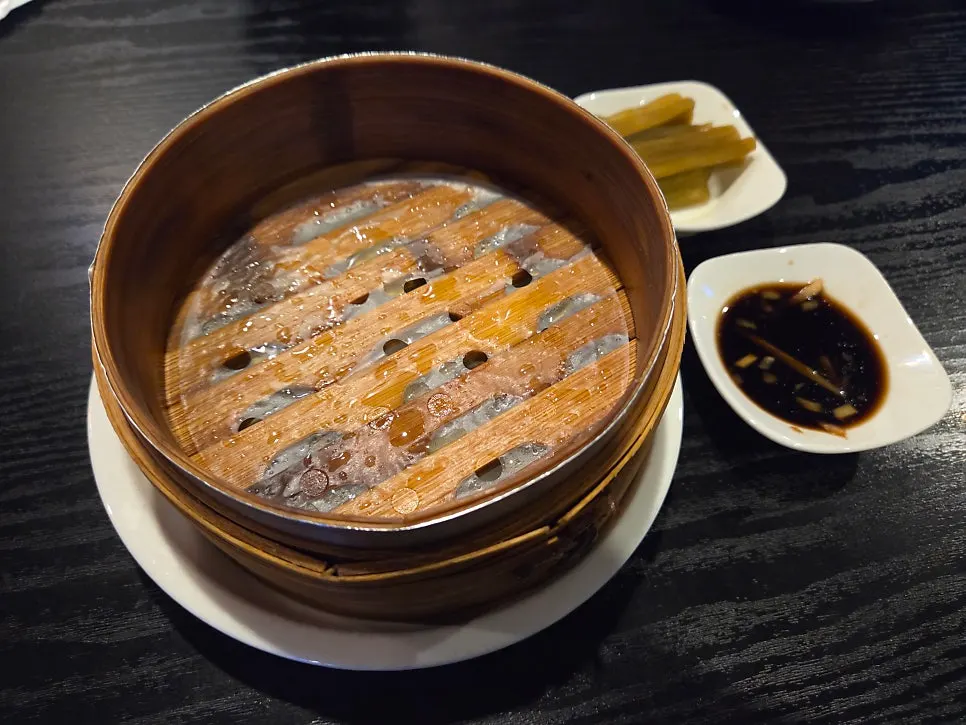 A plate of truffle shumai